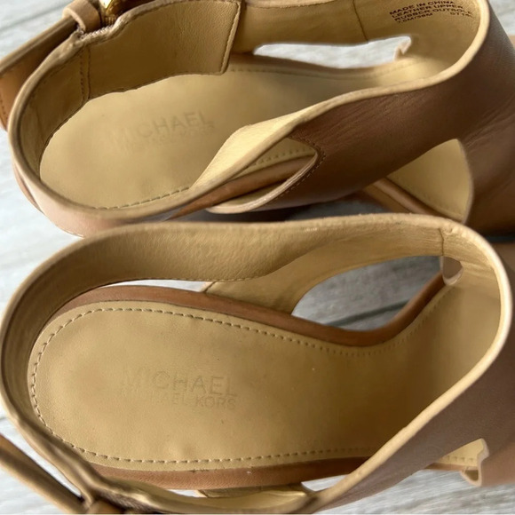 Michael Kors  Beige Leather Wedge Sandals - Picture 9 of 15